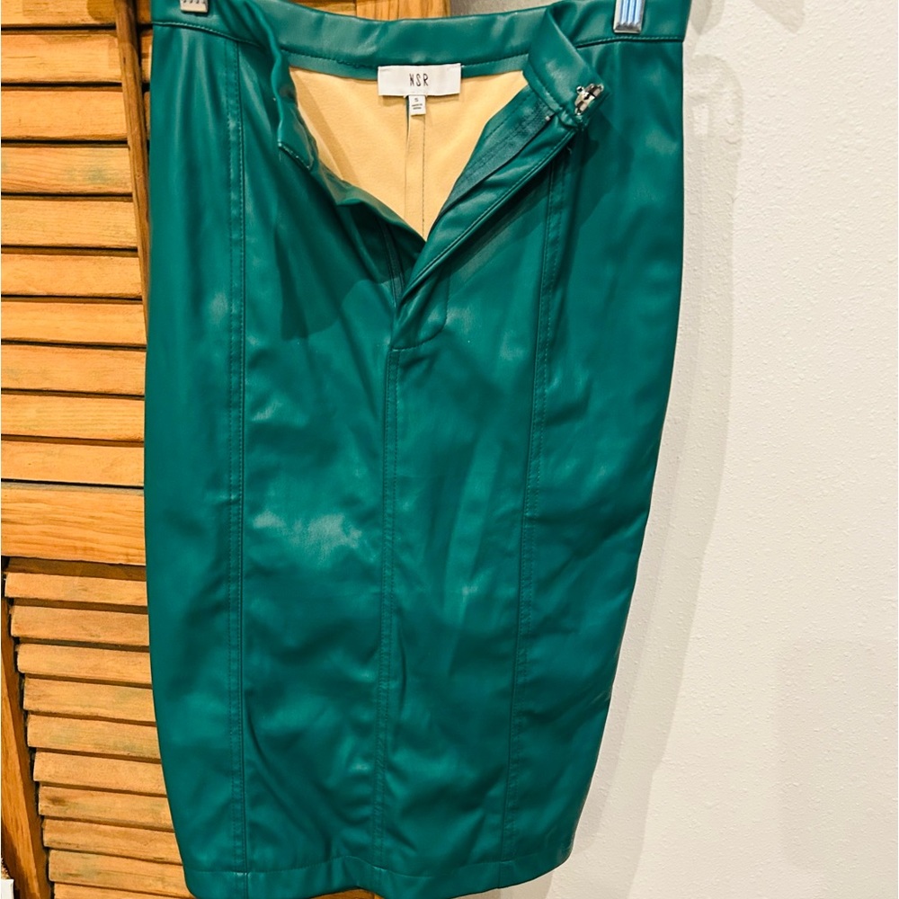 NSR two piece faux leather top and pencil skirt set.